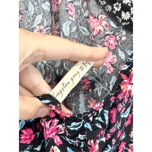 Kingston‎ Gray Jumpsuit Size Medium Floral Print Tie Front Halter NEW - Picture 8 of 9